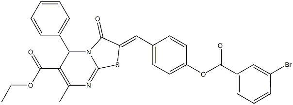 ethyl 2-{4-[(3-bromobenzoyl)oxy]benzylidene}-7-methyl-3-oxo-5-phenyl-2,3-dihydro-5H-[1,3]thiazolo[3,2-a]pyrimidine-6-carboxylate Struktur