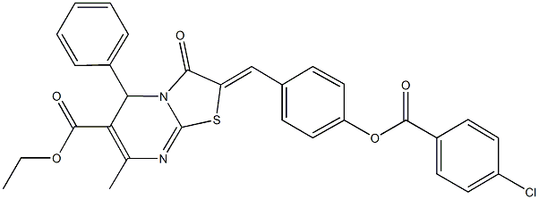 ethyl 2-{4-[(4-chlorobenzoyl)oxy]benzylidene}-7-methyl-3-oxo-5-phenyl-2,3-dihydro-5H-[1,3]thiazolo[3,2-a]pyrimidine-6-carboxylate Struktur