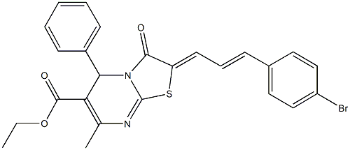 ethyl 2-[3-(4-bromophenyl)-2-propenylidene]-7-methyl-3-oxo-5-phenyl-2,3-dihydro-5H-[1,3]thiazolo[3,2-a]pyrimidine-6-carboxylate Struktur