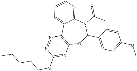 4-[7-acetyl-3-(pentylsulfanyl)-6,7-dihydro[1,2,4]triazino[5,6-d][3,1]benzoxazepin-6-yl]phenyl methyl ether Struktur