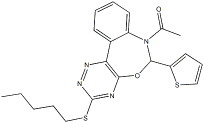 7-acetyl-6-(2-thienyl)-6,7-dihydro[1,2,4]triazino[5,6-d][3,1]benzoxazepin-3-yl pentyl sulfide Struktur