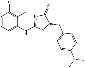 2-[(3-chloro-2-methylphenyl)imino]-5-[4-(dimethylamino)benzylidene]-1,3-thiazolidin-4-one Struktur