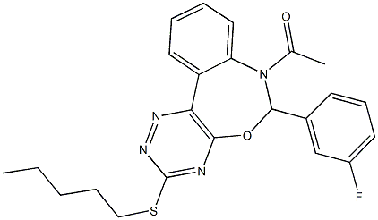 7-acetyl-6-(3-fluorophenyl)-6,7-dihydro[1,2,4]triazino[5,6-d][3,1]benzoxazepin-3-yl pentyl sulfide Struktur