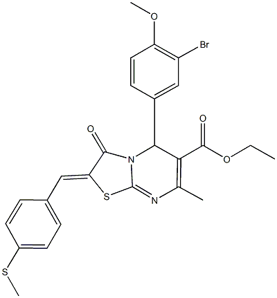 ethyl 5-(3-bromo-4-methoxyphenyl)-7-methyl-2-[4-(methylsulfanyl)benzylidene]-3-oxo-2,3-dihydro-5H-[1,3]thiazolo[3,2-a]pyrimidine-6-carboxylate Struktur