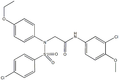 N-(3-chloro-4-methoxyphenyl)-2-{[(4-chlorophenyl)sulfonyl]-4-ethoxyanilino}acetamide Struktur