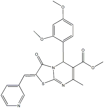 methyl 5-(2,4-dimethoxyphenyl)-7-methyl-3-oxo-2-(3-pyridinylmethylene)-2,3-dihydro-5H-[1,3]thiazolo[3,2-a]pyrimidine-6-carboxylate Struktur