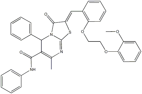 2-{2-[2-(2-methoxyphenoxy)ethoxy]benzylidene}-7-methyl-3-oxo-N,5-diphenyl-2,3-dihydro-5H-[1,3]thiazolo[3,2-a]pyrimidine-6-carboxamide Struktur