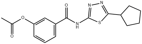 3-{[(5-cyclopentyl-1,3,4-thiadiazol-2-yl)amino]carbonyl}phenyl acetate Struktur