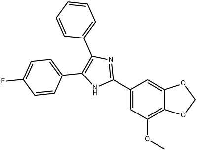 6-[4-(4-fluorophenyl)-5-phenyl-1H-imidazol-2-yl]-1,3-benzodioxol-4-yl methyl ether Struktur