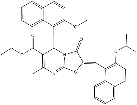 ethyl 2-[(2-isopropoxy-1-naphthyl)methylene]-5-(2-methoxy-1-naphthyl)-7-methyl-3-oxo-2,3-dihydro-5H-[1,3]thiazolo[3,2-a]pyrimidine-6-carboxylate Struktur