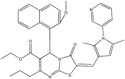 ethyl 2-{[2,5-dimethyl-1-(3-pyridinyl)-1H-pyrrol-3-yl]methylene}-5-(2-methoxy-1-naphthyl)-3-oxo-7-propyl-2,3-dihydro-5H-[1,3]thiazolo[3,2-a]pyrimidine-6-carboxylate Struktur