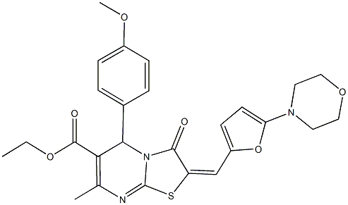 ethyl 5-(4-methoxyphenyl)-7-methyl-2-{[5-(4-morpholinyl)-2-furyl]methylene}-3-oxo-2,3-dihydro-5H-[1,3]thiazolo[3,2-a]pyrimidine-6-carboxylate Struktur