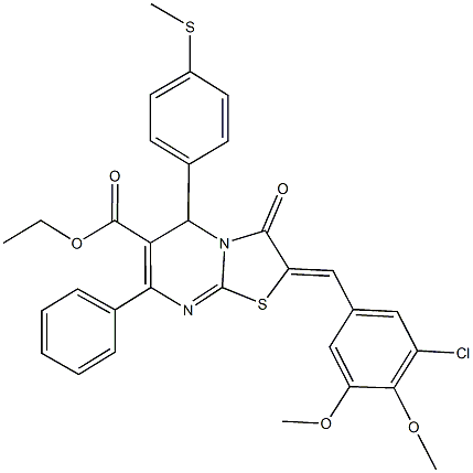 ethyl 2-(3-chloro-4,5-dimethoxybenzylidene)-5-[4-(methylsulfanyl)phenyl]-3-oxo-7-phenyl-2,3-dihydro-5H-[1,3]thiazolo[3,2-a]pyrimidine-6-carboxylate Struktur