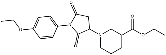 ethyl 1-[1-(4-ethoxyphenyl)-2,5-dioxo-3-pyrrolidinyl]-3-piperidinecarboxylate Struktur