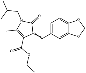 ethyl 4-(1,3-benzodioxol-5-ylmethylene)-1-isobutyl-2-methyl-5-oxo-4,5-dihydro-1H-pyrrole-3-carboxylate Struktur