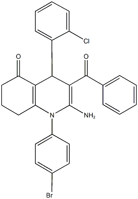 2-amino-3-benzoyl-1-(4-bromophenyl)-4-(2-chlorophenyl)-4,6,7,8-tetrahydro-5(1H)-quinolinone Struktur