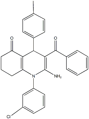 2-amino-3-benzoyl-1-(3-chlorophenyl)-4-(4-methylphenyl)-4,6,7,8-tetrahydro-5(1H)-quinolinone Struktur