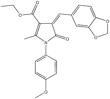 ethyl 4-(1,3-benzodioxol-5-ylmethylene)-1-(4-methoxyphenyl)-2-methyl-5-oxo-4,5-dihydro-1H-pyrrole-3-carboxylate Struktur