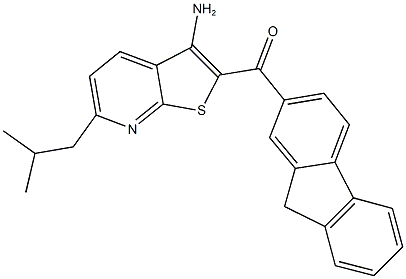 (3-amino-6-isobutylthieno[2,3-b]pyridin-2-yl)(9H-fluoren-2-yl)methanone Struktur