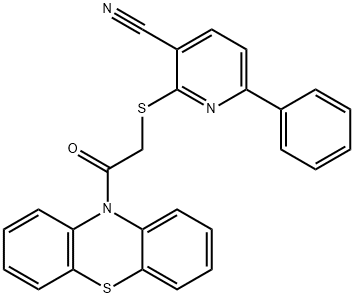 2-{[2-oxo-2-(10H-phenothiazin-10-yl)ethyl]sulfanyl}-6-phenylnicotinonitrile Struktur