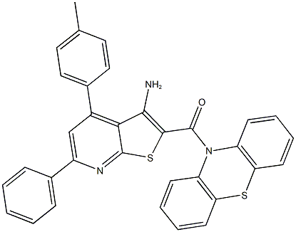 4-(4-methylphenyl)-2-(10H-phenothiazin-10-ylcarbonyl)-6-phenylthieno[2,3-b]pyridin-3-ylamine Struktur