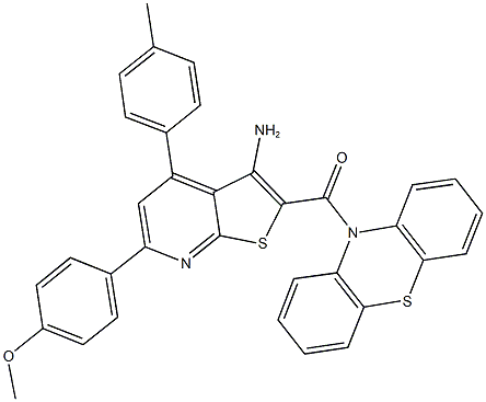 6-(4-methoxyphenyl)-4-(4-methylphenyl)-2-(10H-phenothiazin-10-ylcarbonyl)thieno[2,3-b]pyridin-3-amine Struktur