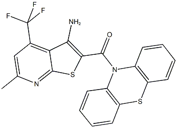 6-methyl-2-(10H-phenothiazin-10-ylcarbonyl)-4-(trifluoromethyl)thieno[2,3-b]pyridin-3-amine Struktur