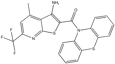 4-methyl-2-(10H-phenothiazin-10-ylcarbonyl)-6-(trifluoromethyl)thieno[2,3-b]pyridin-3-ylamine Struktur