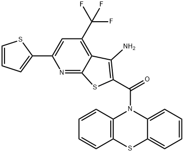 2-(10H-phenothiazin-10-ylcarbonyl)-6-(2-thienyl)-4-(trifluoromethyl)thieno[2,3-b]pyridin-3-amine Struktur