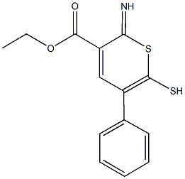 ethyl 2-imino-5-phenyl-6-sulfanyl-2H-thiopyran-3-carboxylate Struktur