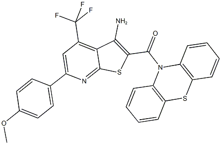 6-(4-methoxyphenyl)-2-(10H-phenothiazin-10-ylcarbonyl)-4-(trifluoromethyl)thieno[2,3-b]pyridin-3-amine Struktur