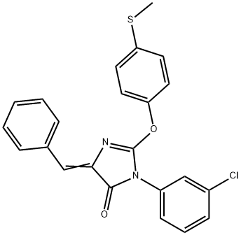 5-benzylidene-3-(3-chlorophenyl)-2-[4-(methylsulfanyl)phenoxy]-3,5-dihydro-4H-imidazol-4-one Struktur