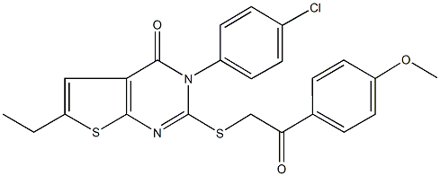 3-(4-chlorophenyl)-6-ethyl-2-{[2-(4-methoxyphenyl)-2-oxoethyl]sulfanyl}thieno[2,3-d]pyrimidin-4(3H)-one Struktur