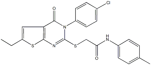 2-{[3-(4-chlorophenyl)-6-ethyl-4-oxo-3,4-dihydrothieno[2,3-d]pyrimidin-2-yl]sulfanyl}-N-(4-methylphenyl)acetamide Struktur