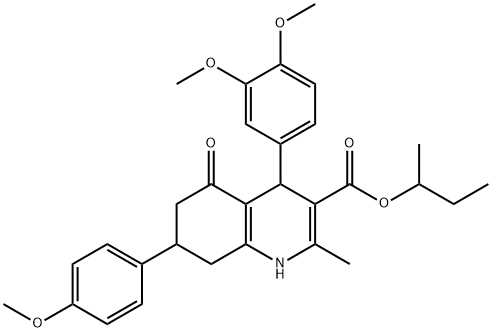 sec-butyl 4-(3,4-dimethoxyphenyl)-7-(4-methoxyphenyl)-2-methyl-5-oxo-1,4,5,6,7,8-hexahydro-3-quinolinecarboxylate Struktur