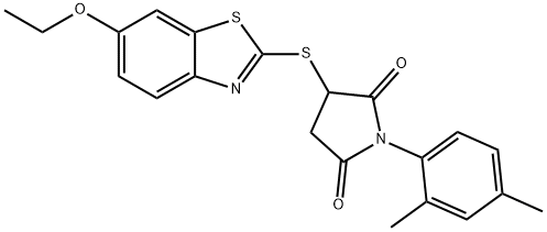 1-(2,4-dimethylphenyl)-3-[(6-ethoxy-1,3-benzothiazol-2-yl)sulfanyl]-2,5-pyrrolidinedione Struktur