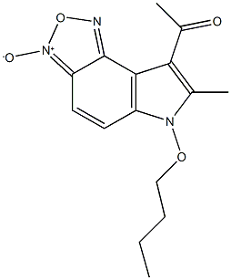 1-(6-butoxy-7-methyl-3-oxido-6H-[1,2,5]oxadiazolo[3,4-e]indol-8-yl)ethanone Struktur