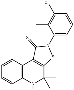 2-(3-chloro-2-methylphenyl)-4,4-dimethyl-4,5-dihydroisothiazolo[5,4-c]quinoline-1(2H)-thione Struktur