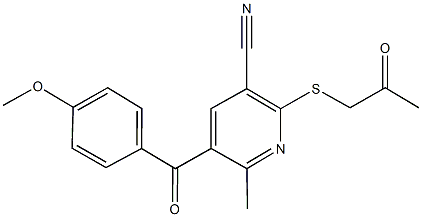 5-(4-methoxybenzoyl)-6-methyl-2-[(2-oxopropyl)sulfanyl]nicotinonitrile Struktur