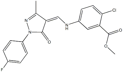 methyl 2-chloro-5-({[1-(4-fluorophenyl)-3-methyl-5-oxo-1,5-dihydro-4H-pyrazol-4-ylidene]methyl}amino)benzoate Struktur