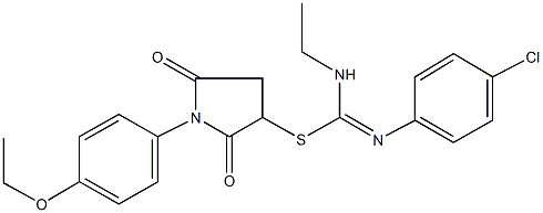 1-(4-ethoxyphenyl)-2,5-dioxo-3-pyrrolidinyl N'-(4-chlorophenyl)-N-ethylimidothiocarbamate Struktur