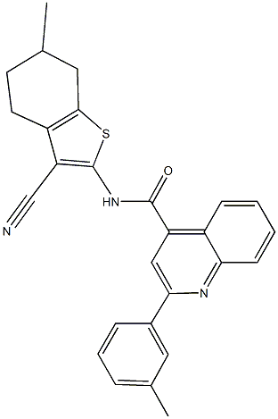 N-(3-cyano-6-methyl-4,5,6,7-tetrahydro-1-benzothien-2-yl)-2-(3-methylphenyl)-4-quinolinecarboxamide Struktur