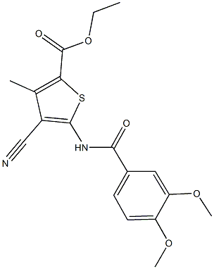 ethyl 4-cyano-5-[(3,4-dimethoxybenzoyl)amino]-3-methyl-2-thiophenecarboxylate Struktur