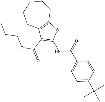 propyl 2-[(4-tert-butylbenzoyl)amino]-5,6,7,8-tetrahydro-4H-cyclohepta[b]thiophene-3-carboxylate Struktur