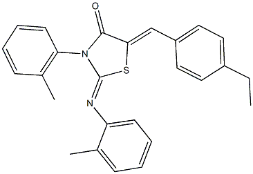 5-(4-ethylbenzylidene)-3-(2-methylphenyl)-2-[(2-methylphenyl)imino]-1,3-thiazolidin-4-one Struktur