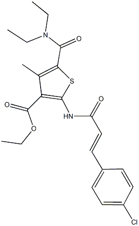 ethyl 2-{[3-(4-chlorophenyl)acryloyl]amino}-5-[(diethylamino)carbonyl]-4-methyl-3-thiophenecarboxylate Struktur