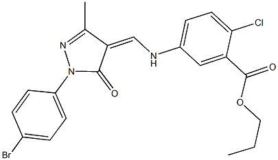 propyl 5-({[1-(4-bromophenyl)-3-methyl-5-oxo-1,5-dihydro-4H-pyrazol-4-ylidene]methyl}amino)-2-chlorobenzoate Struktur