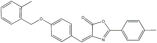 4-{4-[(2-methylbenzyl)oxy]benzylidene}-2-(4-methylphenyl)-1,3-oxazol-5(4H)-one Struktur