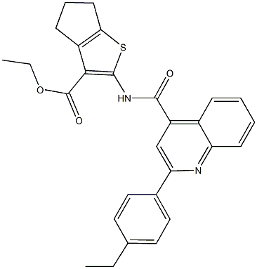 ethyl 2-({[2-(4-ethylphenyl)-4-quinolinyl]carbonyl}amino)-5,6-dihydro-4H-cyclopenta[b]thiophene-3-carboxylate Struktur