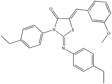 3-(4-ethylphenyl)-2-[(4-ethylphenyl)imino]-5-(3-methoxybenzylidene)-1,3-thiazolidin-4-one Struktur